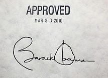 Obama signature on health bill